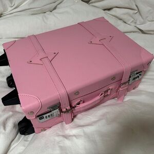 Pink Leather Carry On Luggage with Password